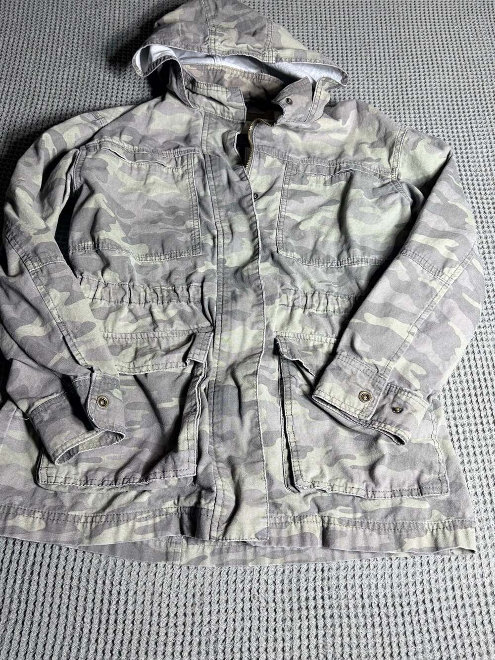 Universal Thread Camouflage Hooded Utility Jacket, Women's Medium, 100% Cotton